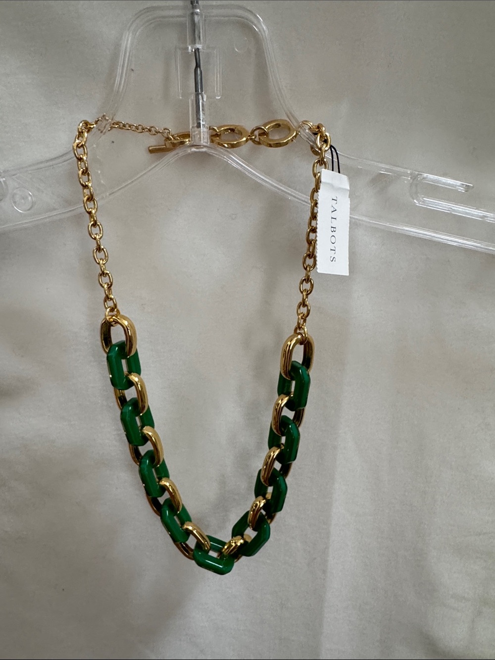 Talbots Green and Gold Chunky Link Necklace